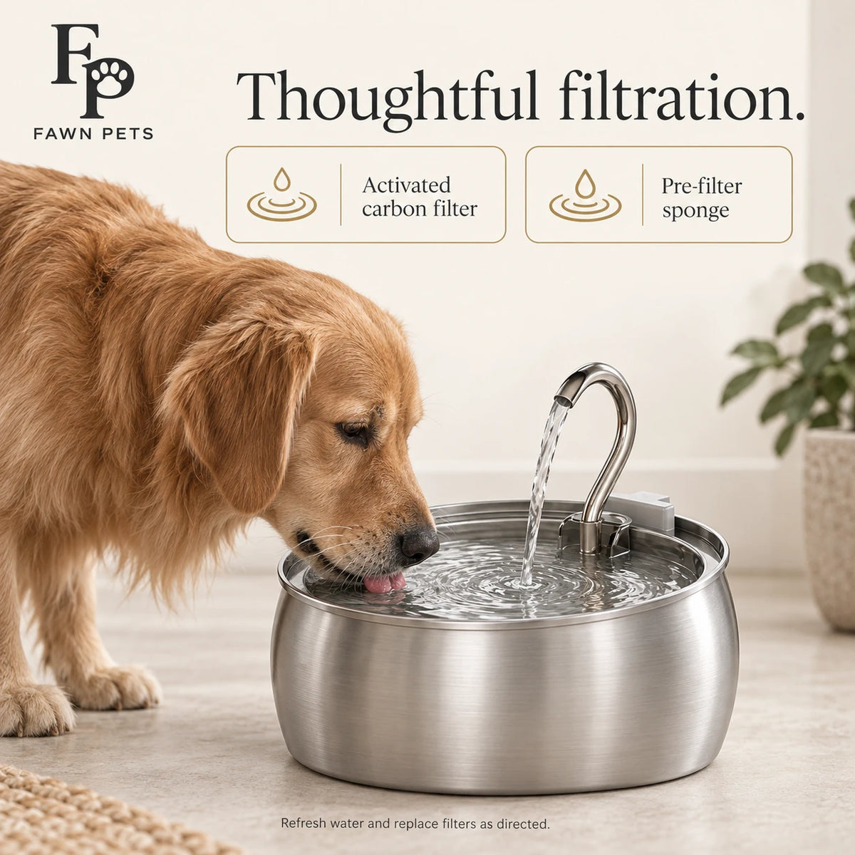 Stainless Steel Pet Water Fountain | 4L