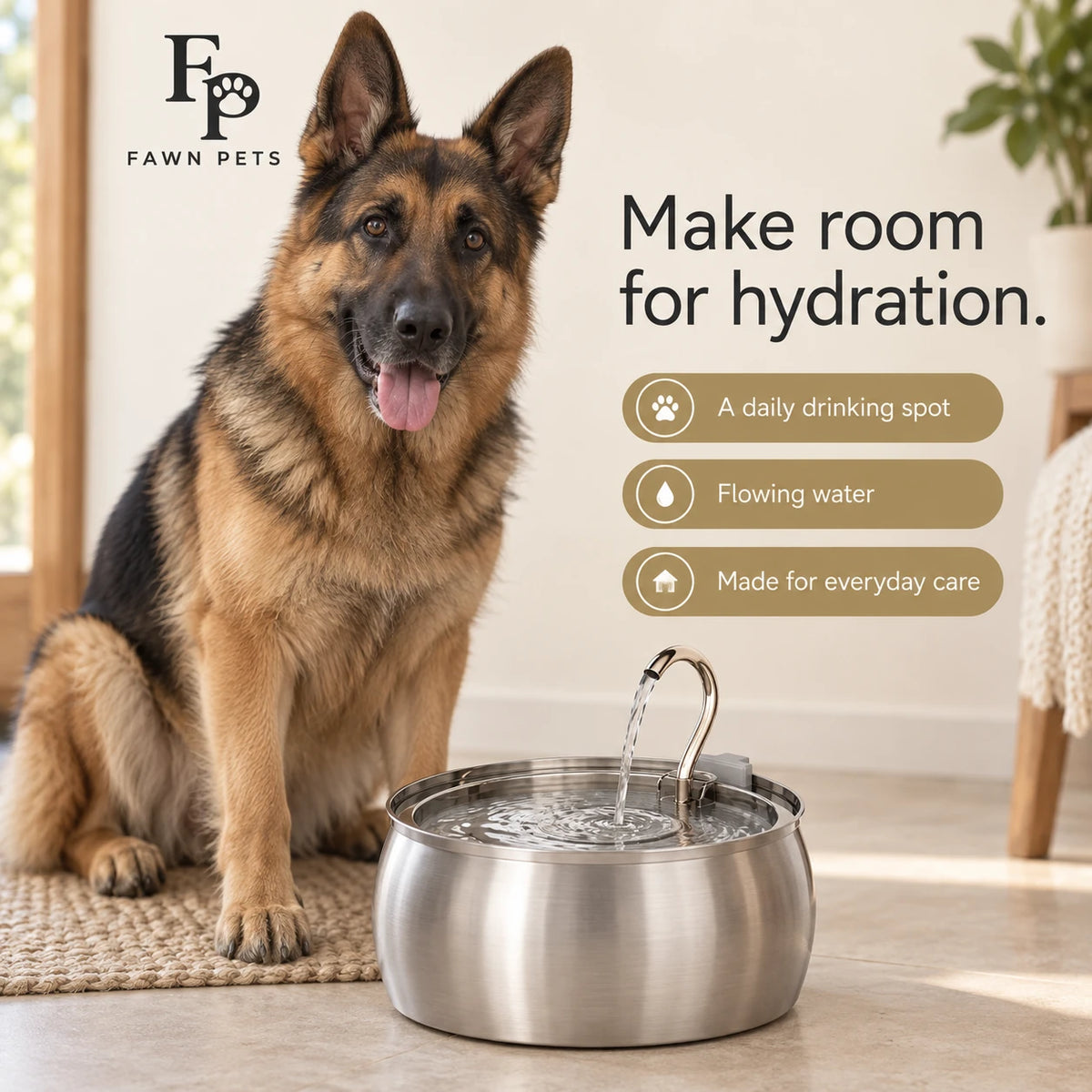 Stainless Steel Pet Water Fountain | 4L